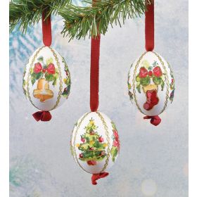 SET OF 3 CHRISTMAS EGG ORNAMENTS