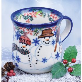 POLISH POTTERY UNIKAT SNOWMAN MUG