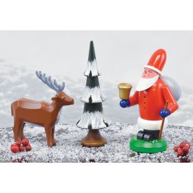 SANTA AND REINDEER MINIATURES IN SPUNWOOD BOX